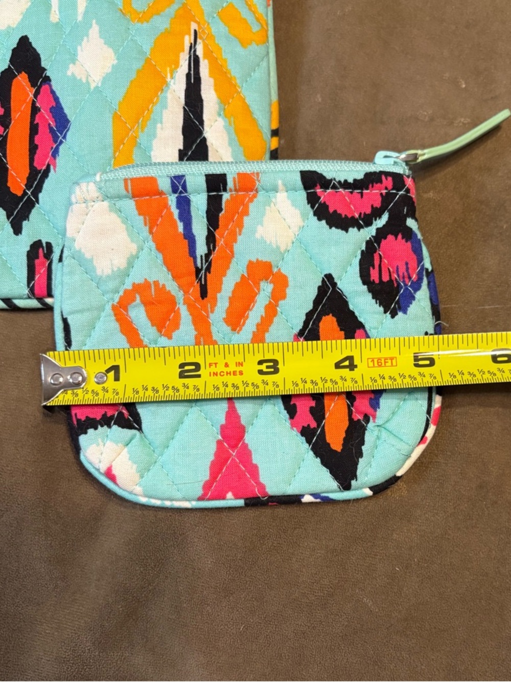 Vera Bradley- Set of 2- Mint Green Quilted Cosmetic Pouches - Picture 7 of 10